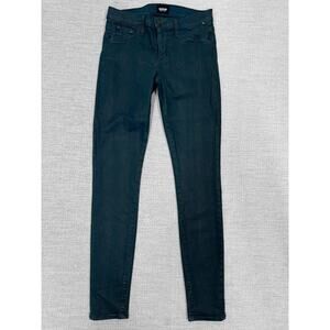 HUDSON Jean Coated Geometric Print Dark Green Nico Super Skinny Denim Midrise 26
